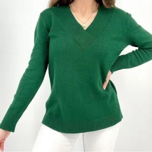Anthropologie Galicia Green V-neck Knit Sweater Size Medium